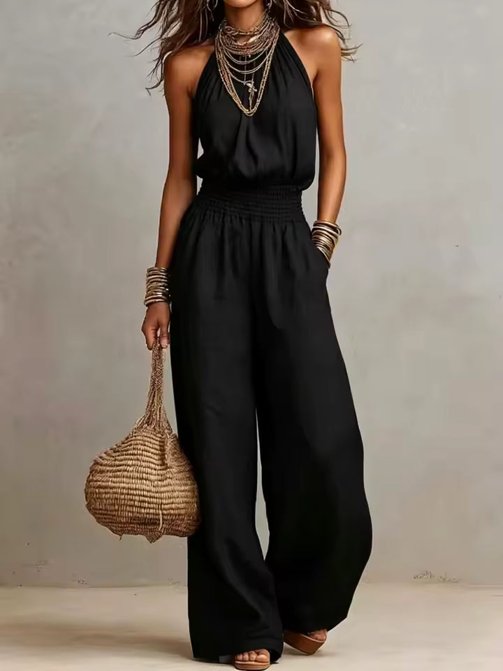 Salina | Halter Neck Wide-Leg Jumpsuit