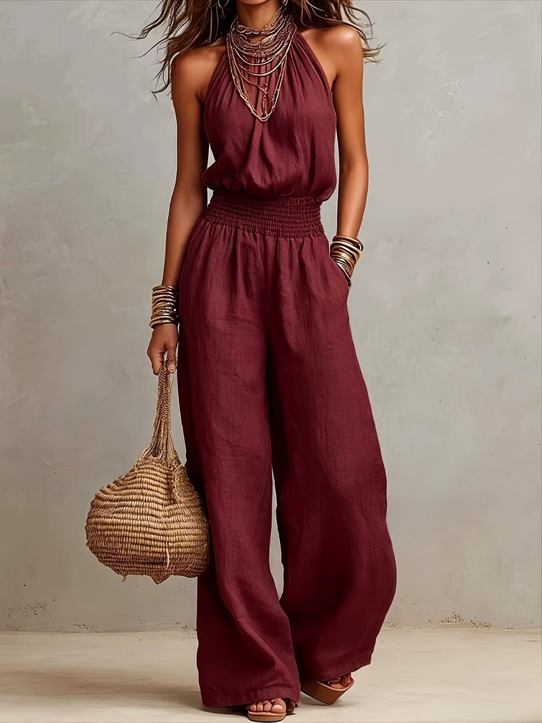 Salina | Halter Neck Wide-Leg Jumpsuit