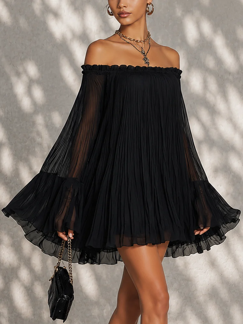 Fiammetta | Off-Shoulder Bell Sleeve Mini Dress