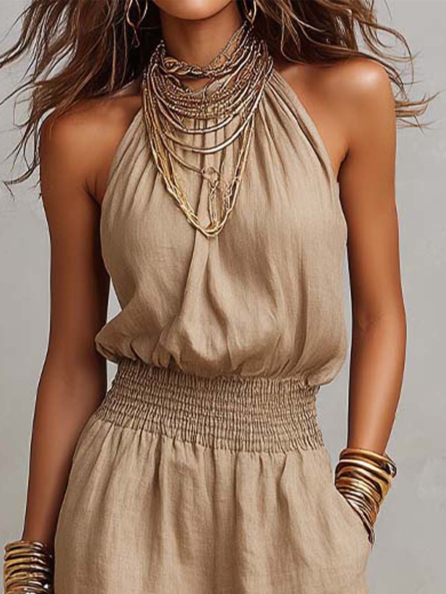 Salina | Halter Neck Wide-Leg Jumpsuit