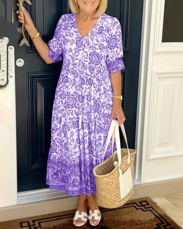 Federica | Floral V-Neck Midi Dress
