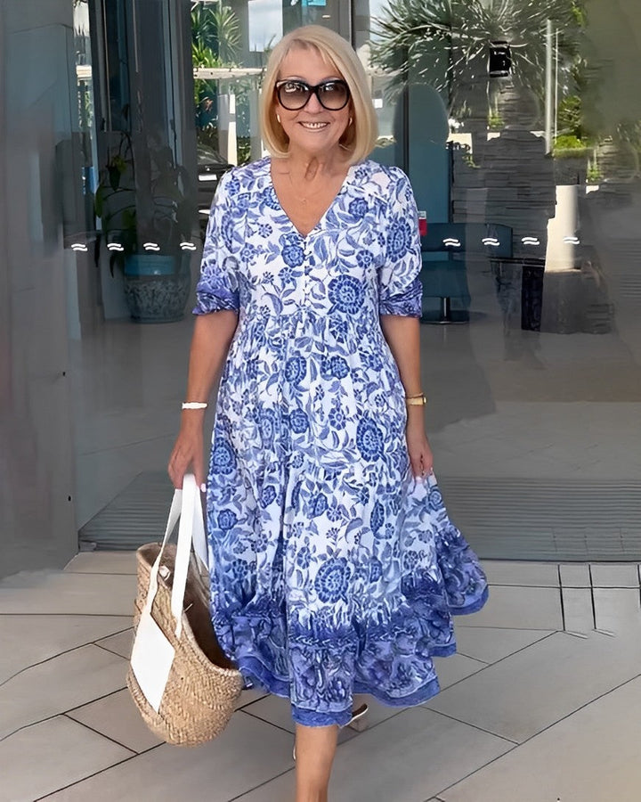 Federica | Floral V-Neck Midi Dress