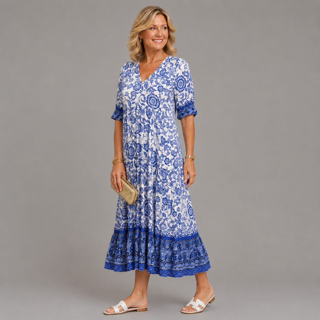 Federica | Floral V-Neck Midi Dress