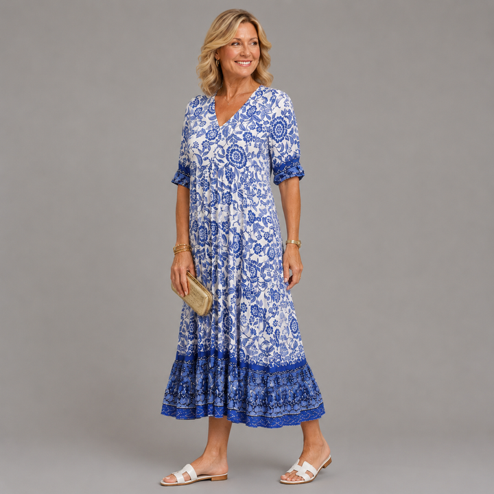 Federica | Floral V-Neck Midi Dress