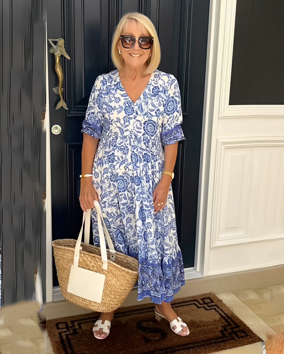 Federica | Floral V-Neck Midi Dress