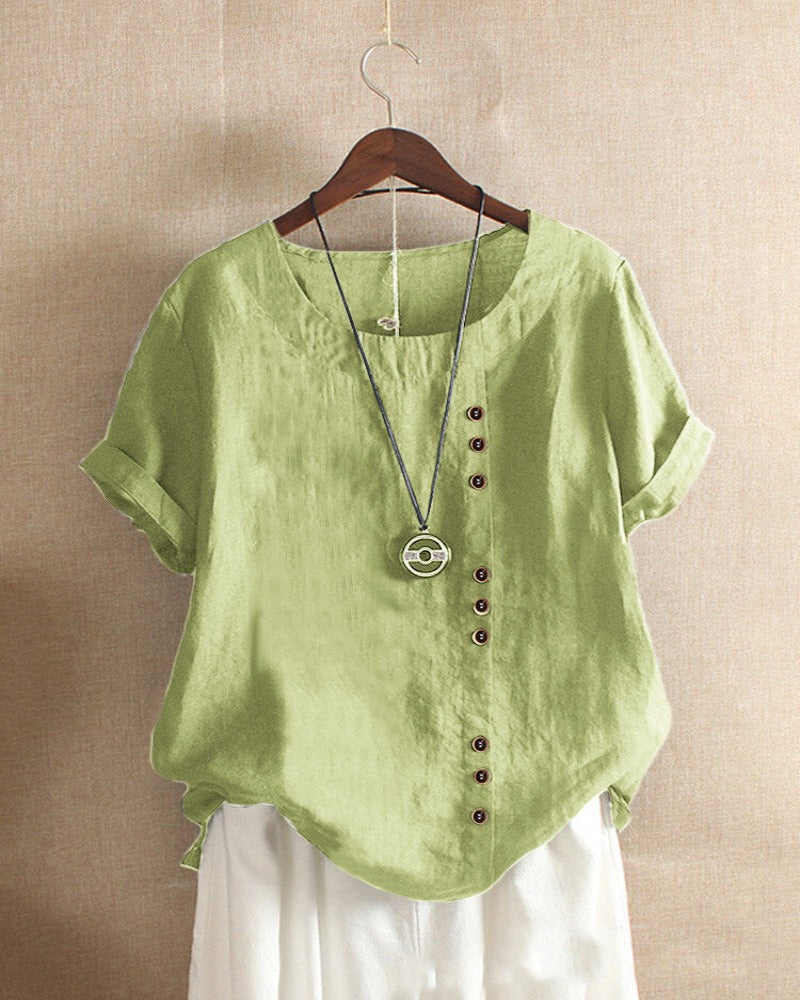 Beatrice | Women Button Detail Casual Short Sleeve Blouse