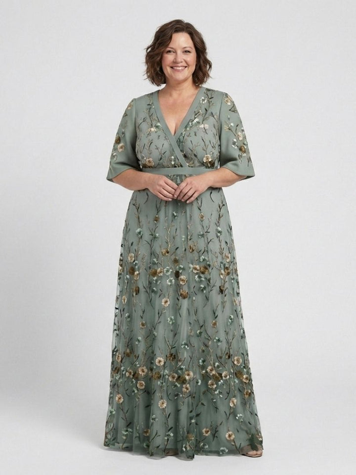 Claudia | Floral Short Sleeve Maxi Dress