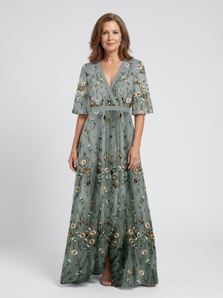 Claudia | Floral Short Sleeve Maxi Dress