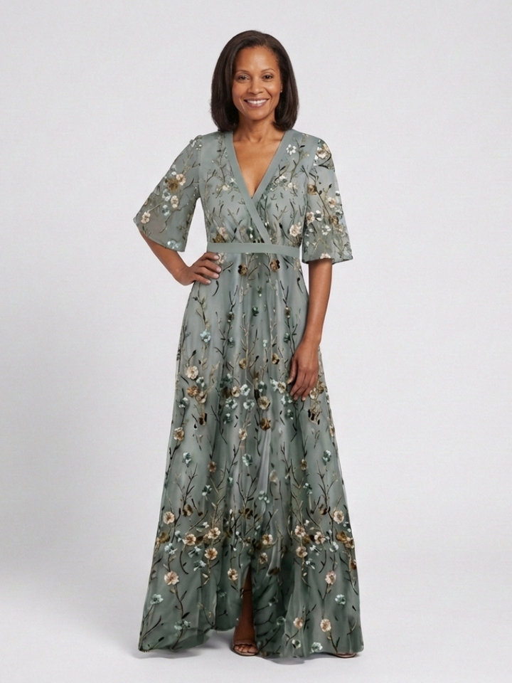 Claudia | Floral Short Sleeve Maxi Dress