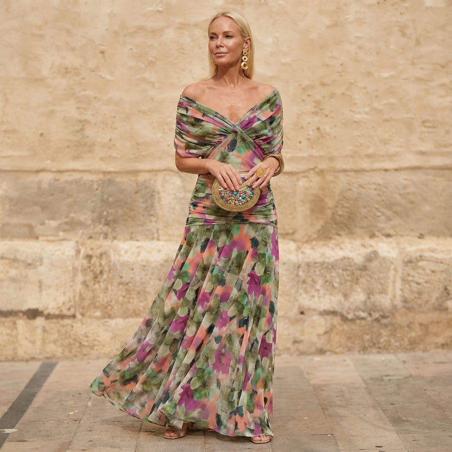 Chiara | Pleated Floral Maxi Dress