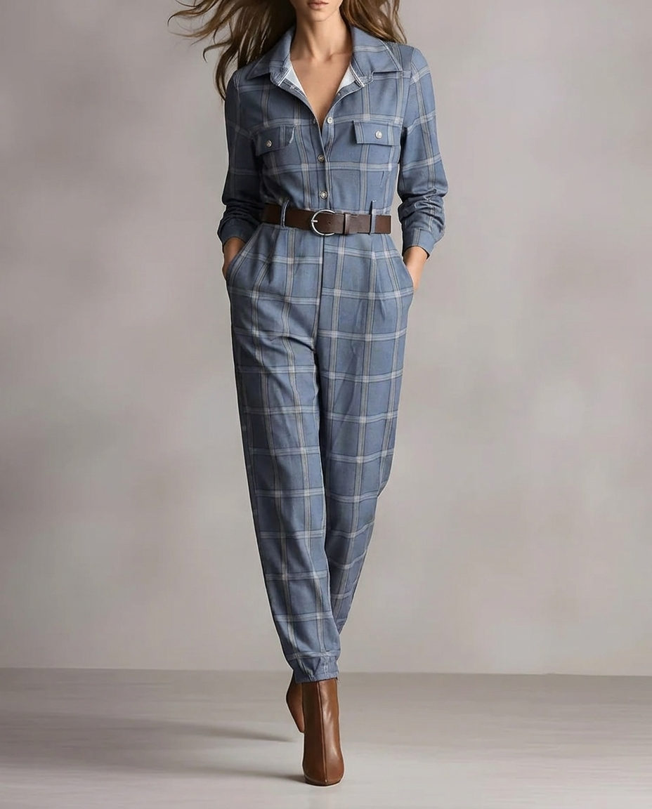 Grano | Elegant Checked Jumpsuit with Utility Pockets