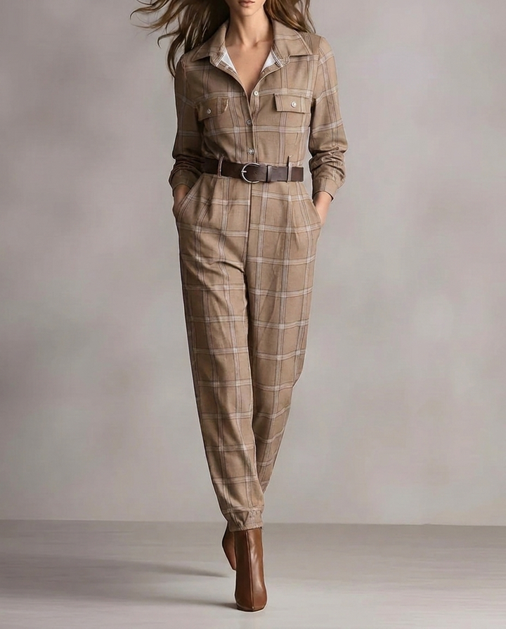 Grano | Elegant Checked Jumpsuit with Utility Pockets