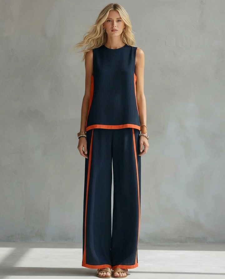 Ursula - Elegant and Casual Set of Vest and Pants with Two-Tone Finishes