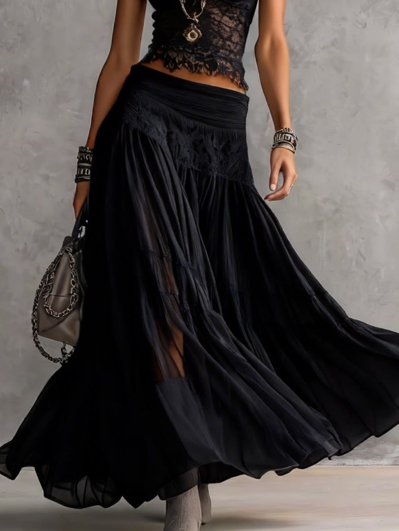 Matilde | Lace Panel Maxi Skirt Set